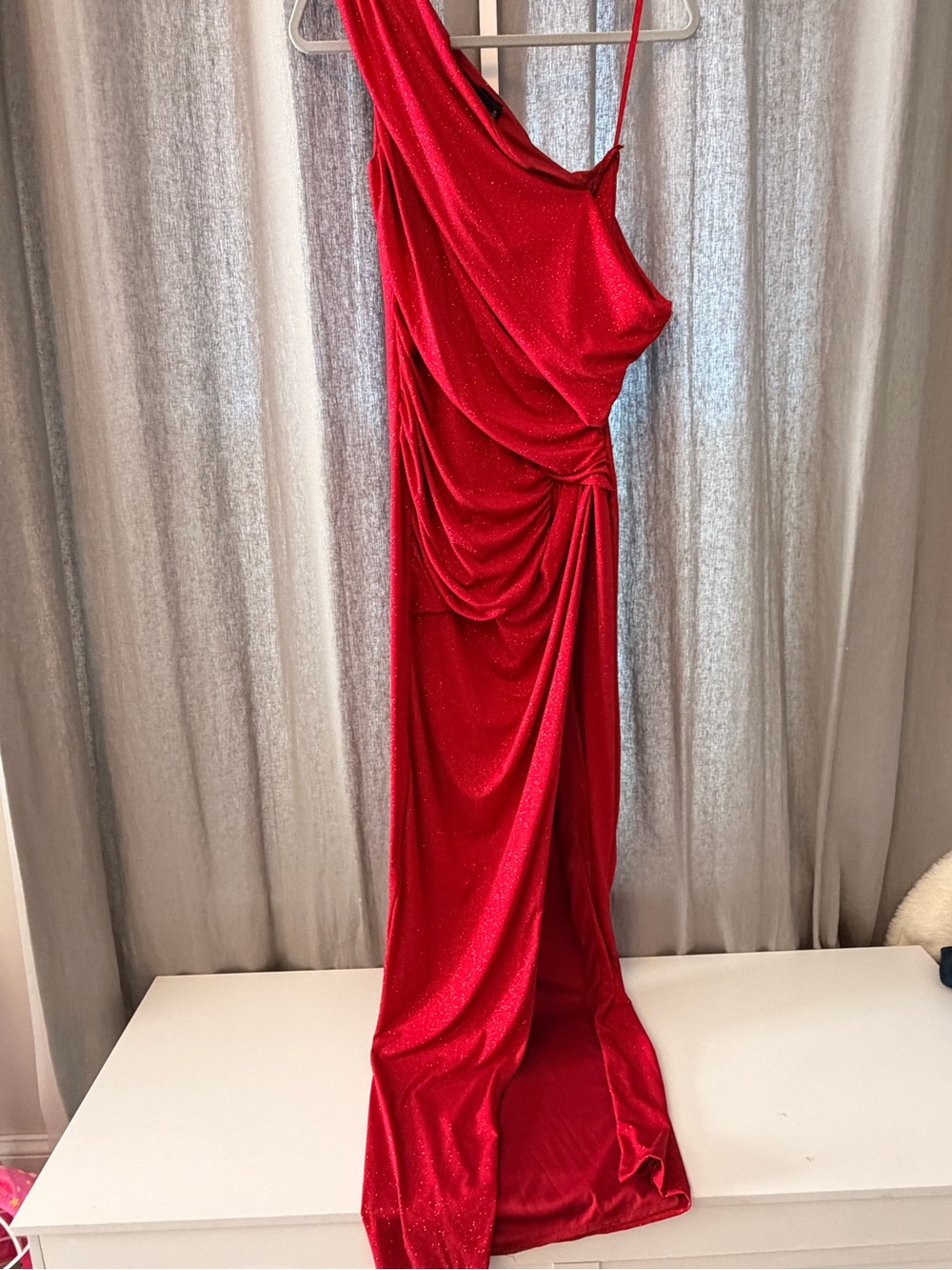 Windsor Red One-Shoulder Drape Evening Dress